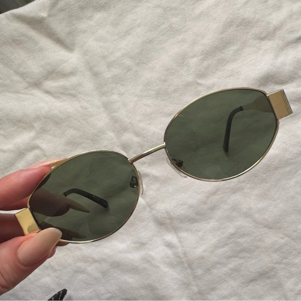 Anthropologie Gold Frame Sunglasses with Dark Green Lenses